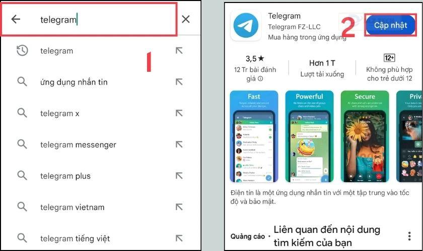 Cập nhật ứng dụng Telegram lên bản mới nhất
