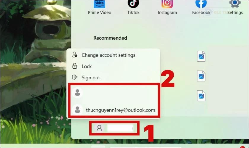 Nhấn chọn tài khoản Microsoft muốn chuyển đổi