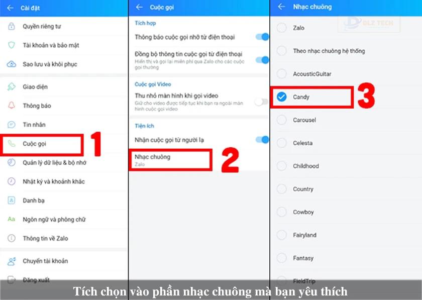 nhấn chọn vào phần Cuộc gọi
