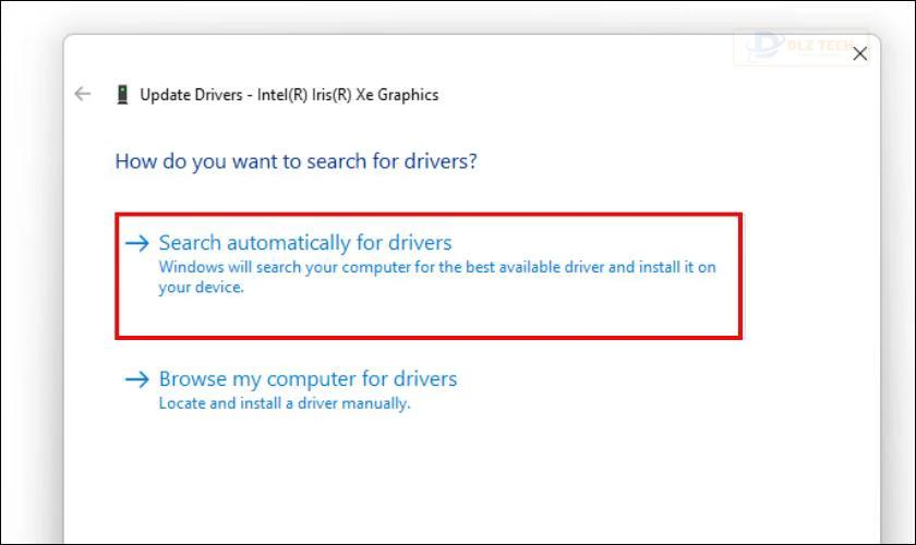 Chọn Search automatically for updated driver software