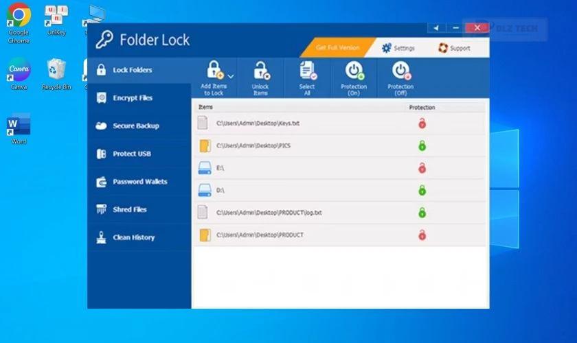 Folder Lock - Phần mềm khóa ổ cứng và thư mục