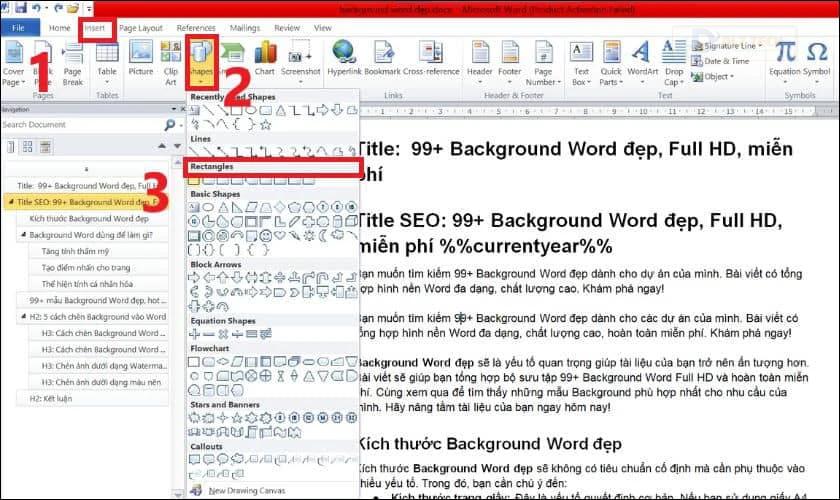 Cách chèn Background Word đẹp cho chỉ một trang