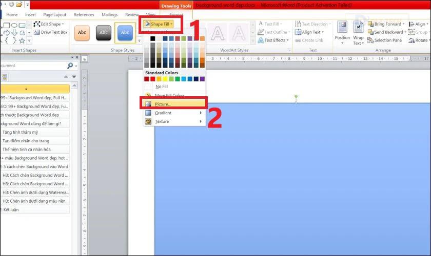 Cách chèn Background Word đẹp cho chỉ một trang nhanh