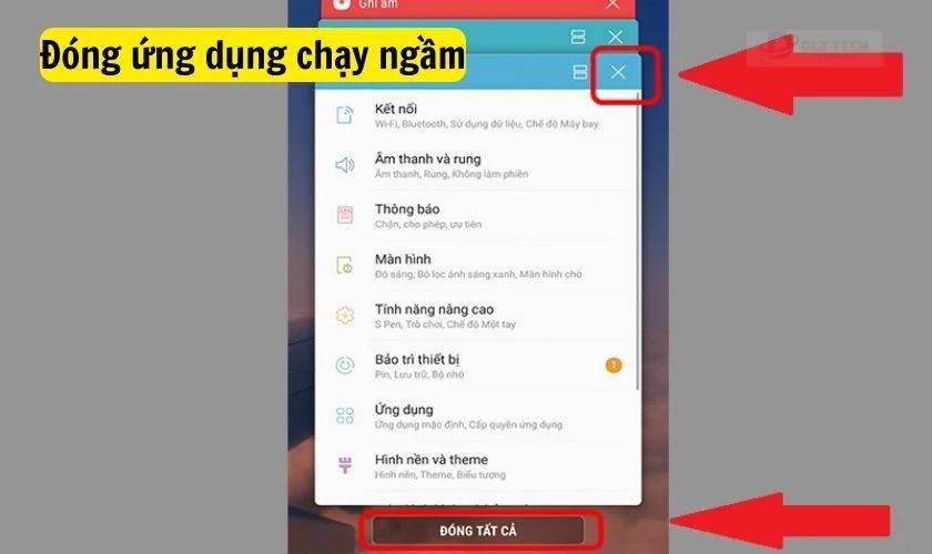 Đóng các ứng dụng chạy ngầm để sửa bàn phím điện thoại Samsung bị lỗi