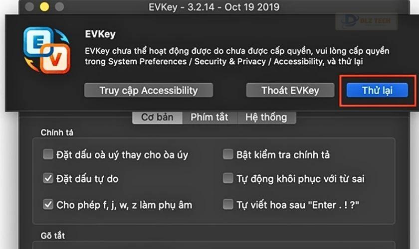 Cuối cùng, trở lại mục tải Evkey và nhấn chọn ô Thử lại để tải xuống