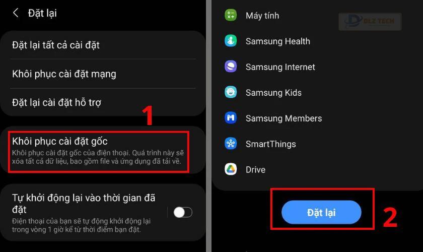 Xác nhận khôi phục cài đặt gốc