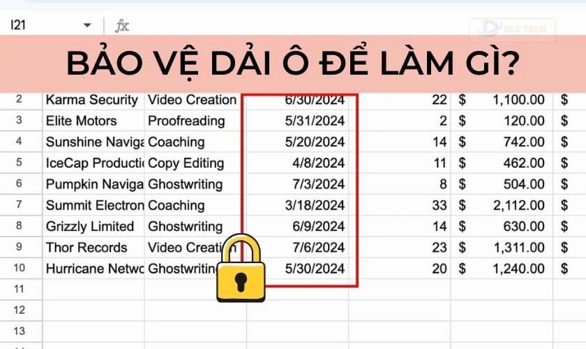 Bảo vệ dải ô trong Google Sheet để làm gì?
