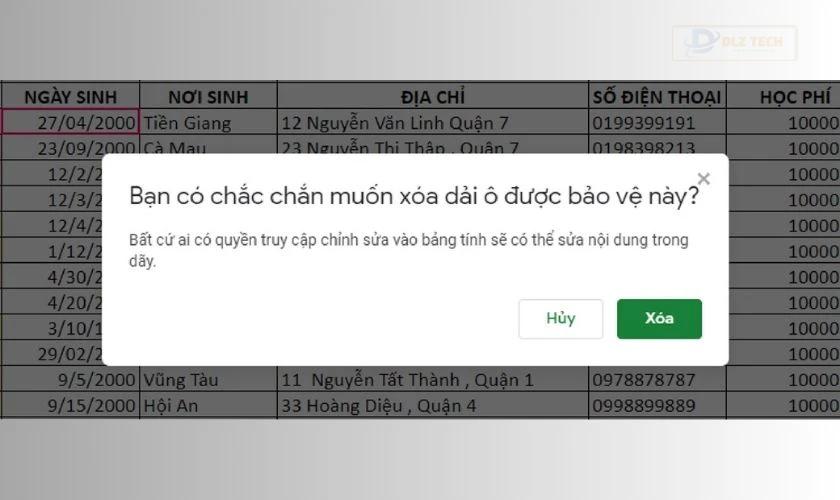 Thông báo xuất hiện yêu cầu xác nhận, bạn chỉ cần nhấn Xóa để hoàn tất mở khóa nhé