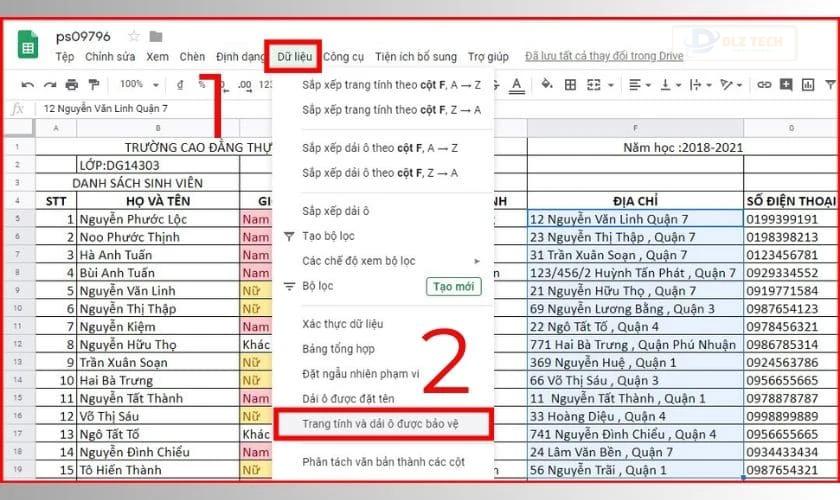 Cách bỏ bảo vệ dải ô Google Sheet