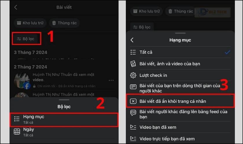 Cách xem lại những bài viết đã bị ẩn chi tiết