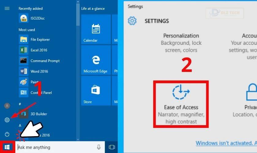 Cách bật bàn phím ảo trên laptop bằng Setting