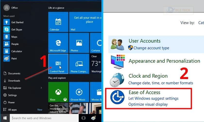 Mở bàn phím ảo bằng Control Panel