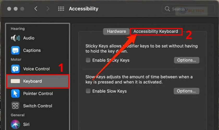 Chọn Accessibility Keyboard
