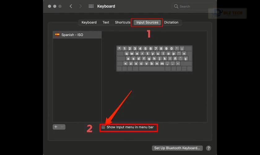 Tích vào Show Input in menu bar