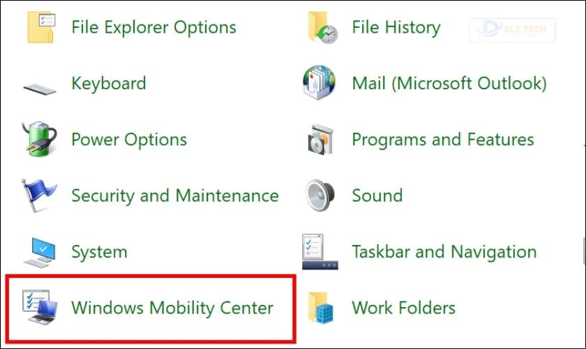 Windows Mobility Center