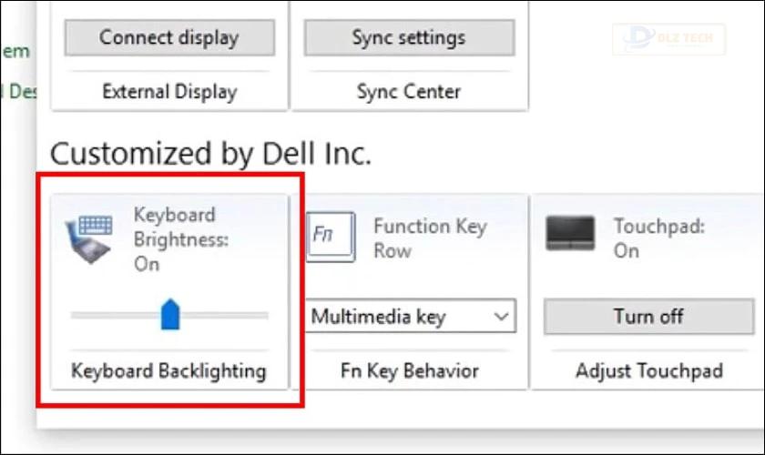 Nhấn vào biểu tượng Keyboard Backlighting