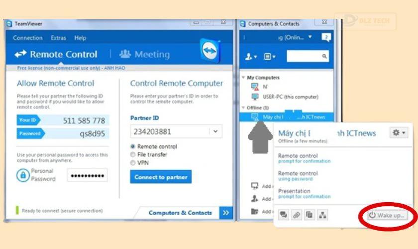 Thực hiện bật máy tính từ xa bằng Teamviewer