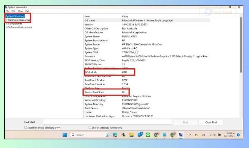 Xác minh trạng thái Secure Boot