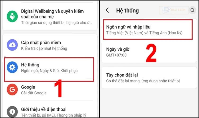 Chọn Ngôn ngữ và nhập liệu như ảnh