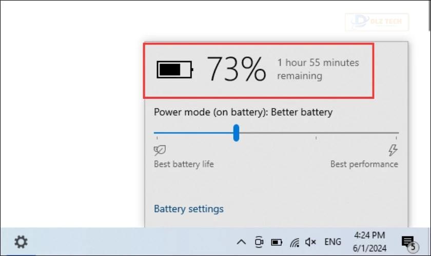 Cách hiển thị % pin laptop