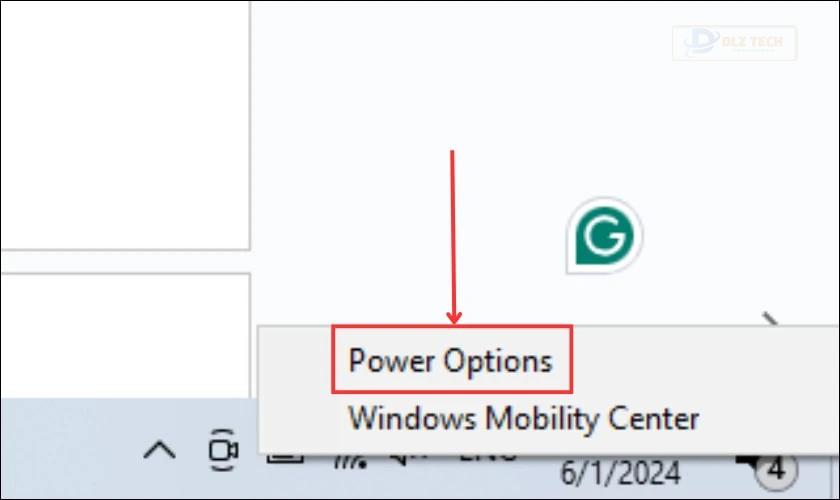 Chọn Power Options