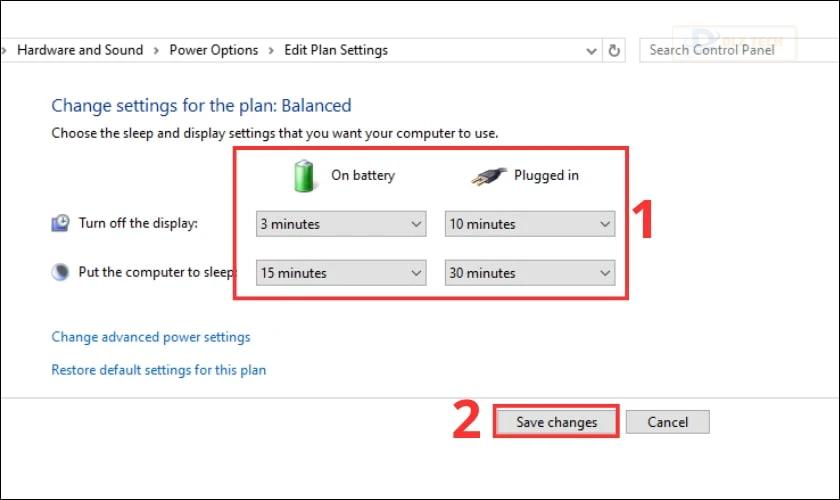 Chọn Save changes