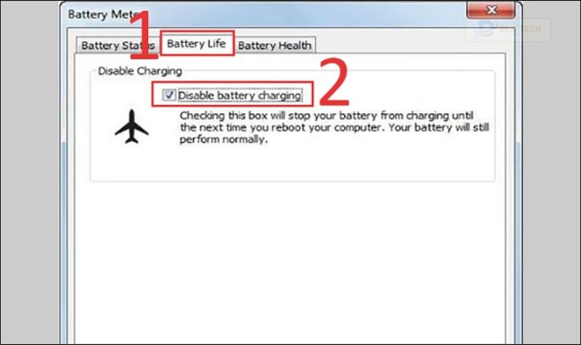 Chọn Disable battery charging