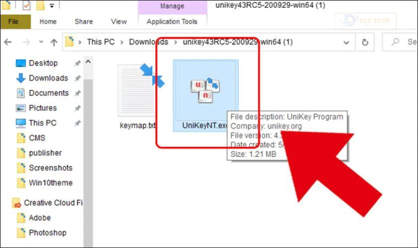 Chọn vào tệp vừa giải nén và bấm đúp chuột trái vào UnikeyNT.exe