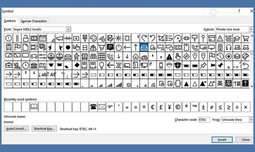 Kiểu Font Segoe MDL 2 Assets