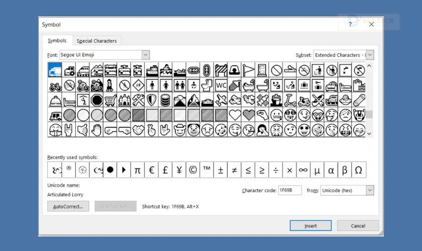 Kiểu Font Segoe UI Emoji