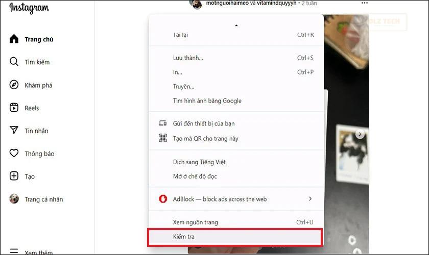 Đăng story thông qua trình duyệt web