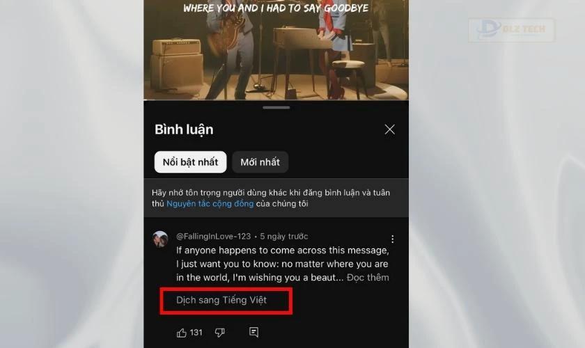 Cách dịch bình luận trên Youtube sang tiếng Việt trên điện thoại đơn giản