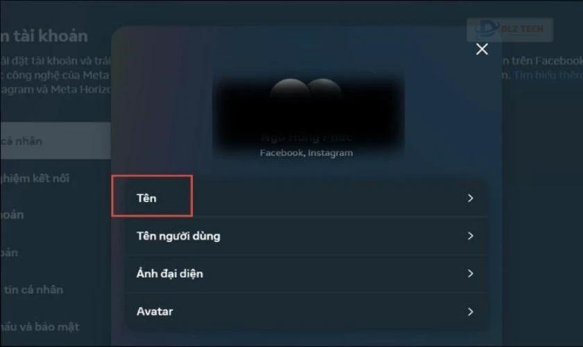 Nhấp vào mục Tên để bắt đầu chỉnh sửa