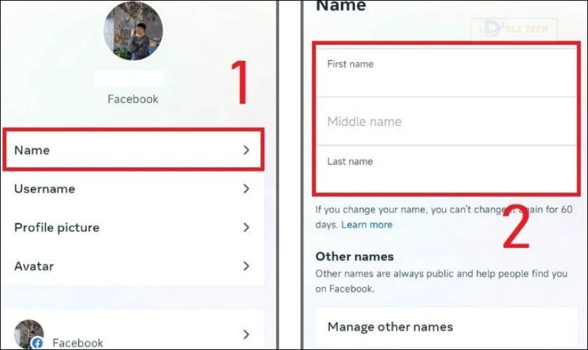 Nhấp vào Name để cập nhật tên mới
