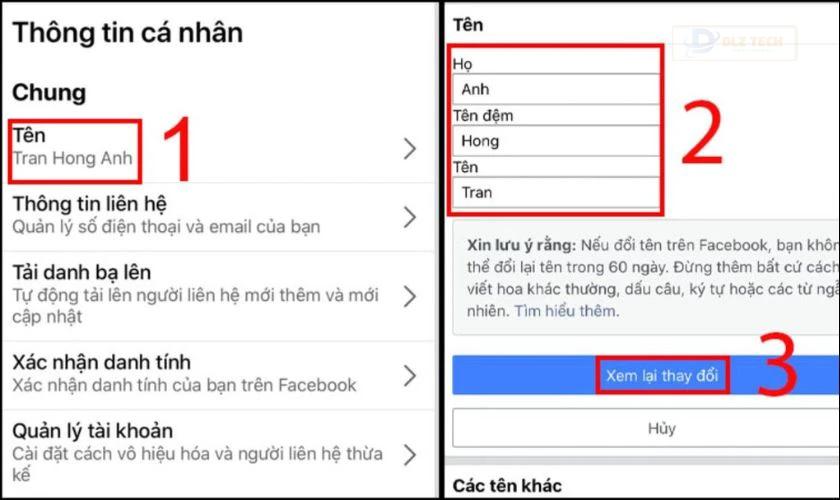 Chọn Tên và Nhập tên mới và nhấp vào Xem lại thay đổi.