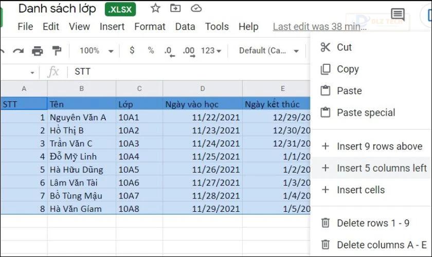 Sau đó, bạn hãy click vào Open with (Mở file bằng) và chọn Google Sheets