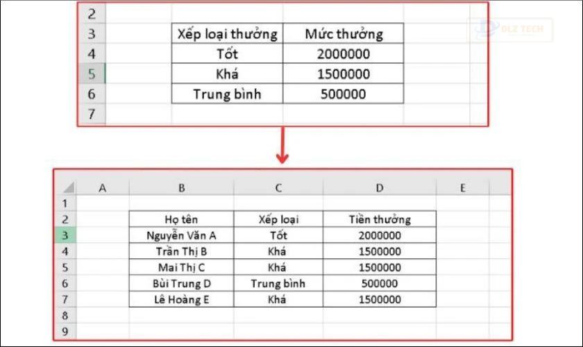 Kéo công thức Vlookup để nhận kết quả