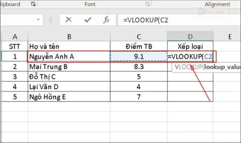 Nhập công thức tìm kiếm điểm số