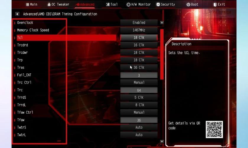 tCL – Độ trễ truy cập cột chính (Primary CAS Latency)