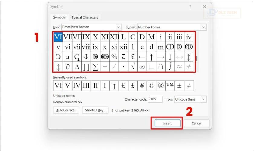 Cách ghi số La Mã trong Word nhanh