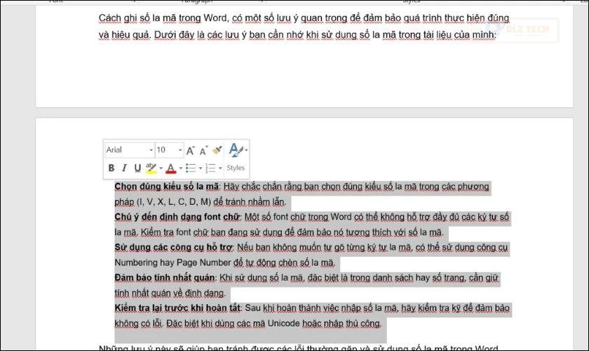 Cách ghi số La Mã trong Word bằng công cụ định dạng số