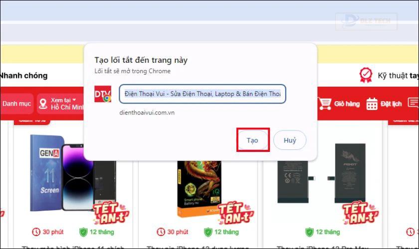 Đặt tên cho lối tắt Chrome