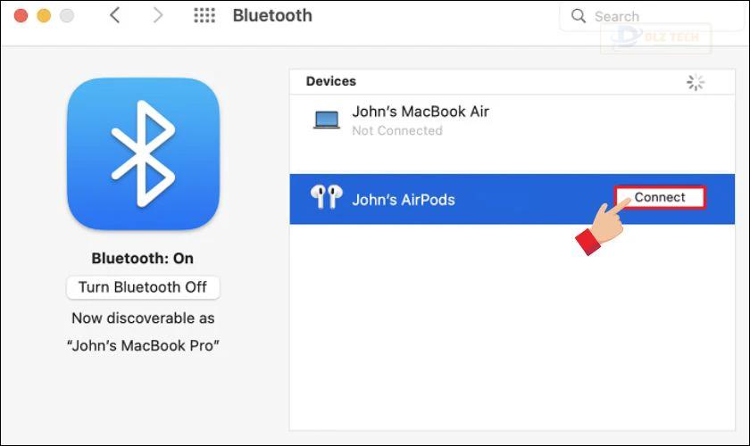 Chọn tên AirPod sau đó nhấn Connect để kết nối