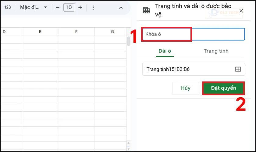 Mô tả khóa ô trong Google Sheets