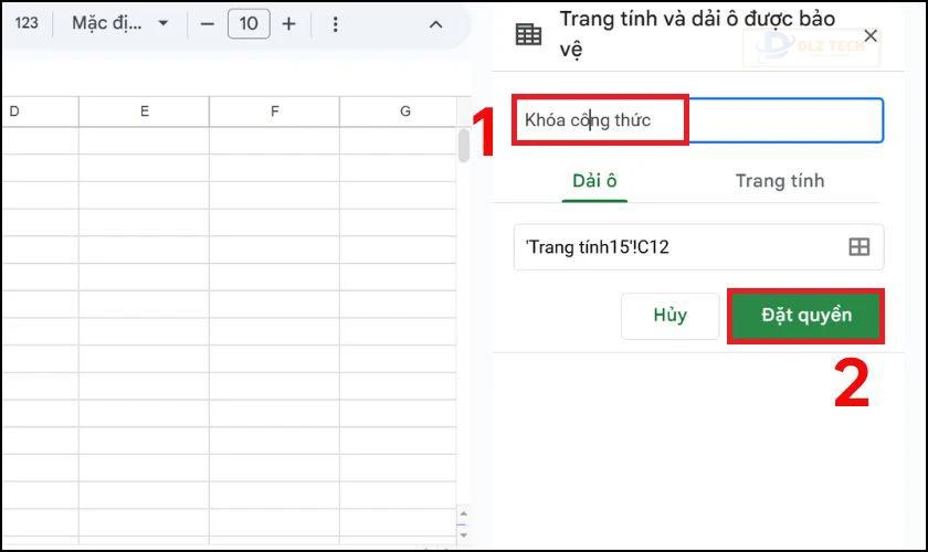 Đặt quyền khóa công thức trong Google Sheets