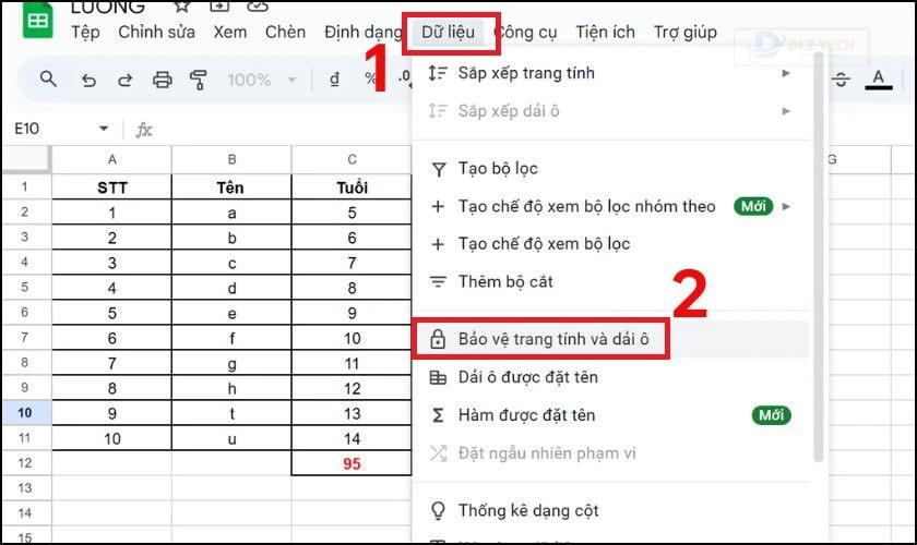 Hướng dẫn khóa Sheet trong Google Sheets