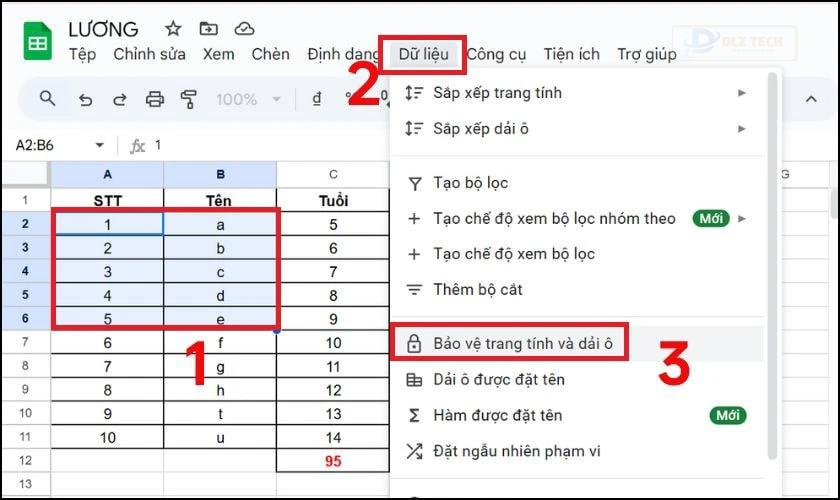 Cảnh báo sửa đổi nội dung trong Google Sheets