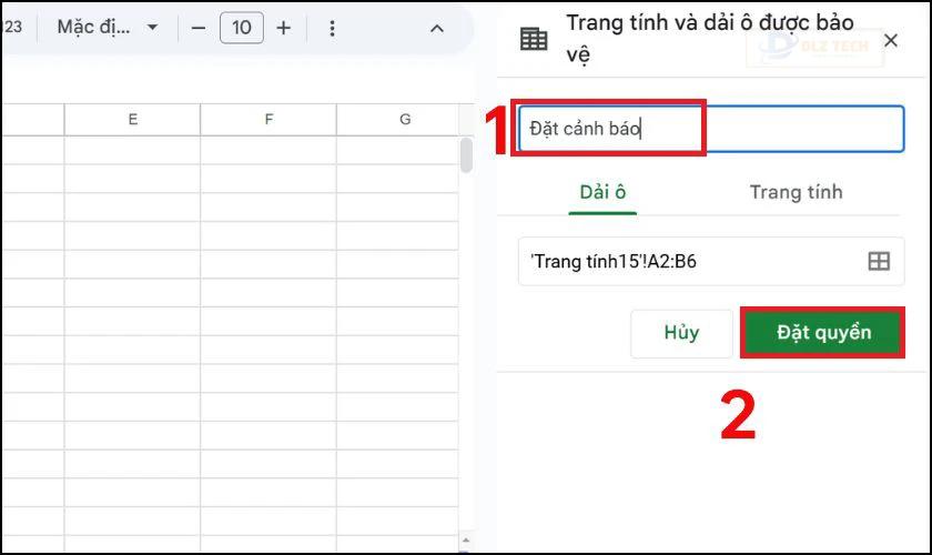 Mô tả cảnh báo trong Google Sheets