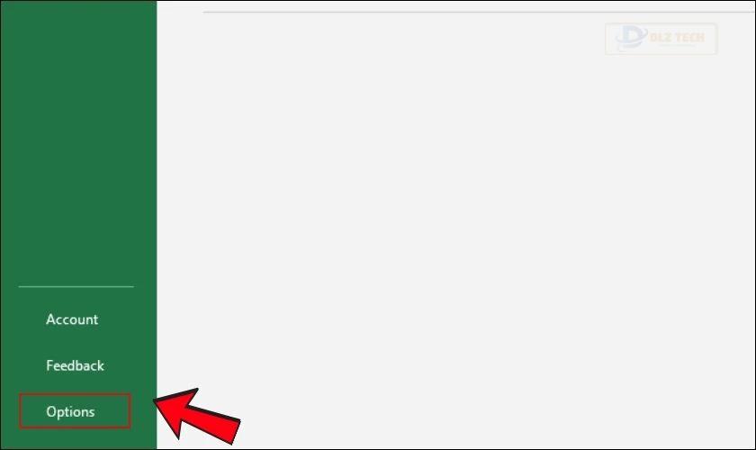 Chọn mục Options