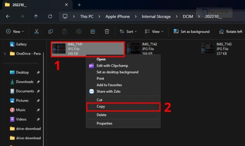 Sao chép ảnh bằng phím tắt Ctrl + V